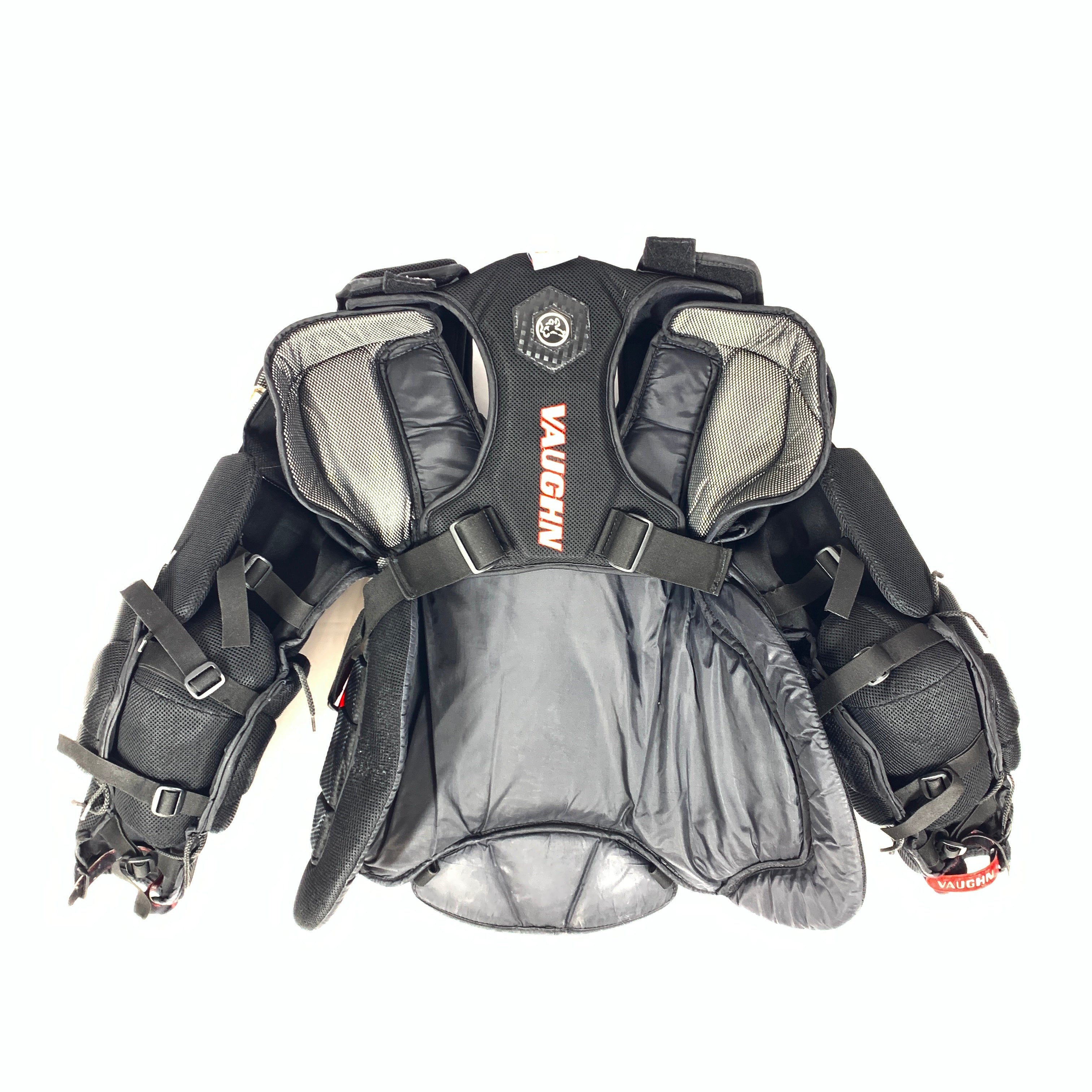 Vaughn Velocity V9 - Plastron de gardien de but Pro Stock d'occasion (noir/rouge)